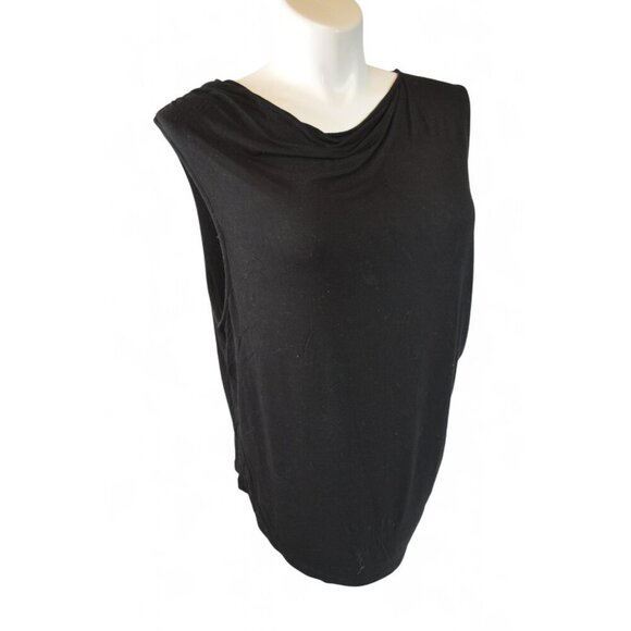Lea & Viola Women’s Black Sleeveless Draped Neck Top Blouse Size 2XL - Picture 1 of 2